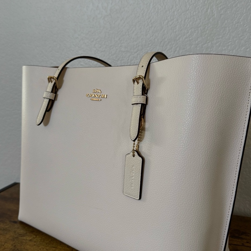 Coach Cream Leather Tote with Gold Hardware - Picture 1 of 3